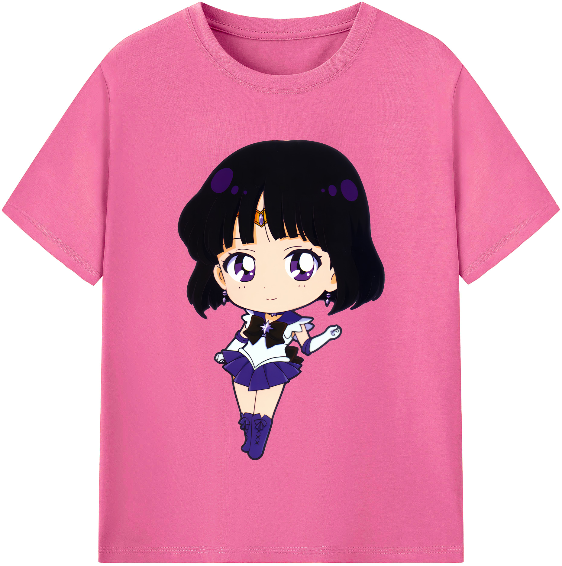 （画像用） 美少女戦士セーラームーン 土萠ほたる Sailor Moon Tomoe Hotaru （セーラーサターン；Sailor Saturn） レディースカジュアルプリントTシャツ（綿100％）
